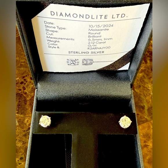Sterling Silver Moissanite Earrings - Picture 1 of 3